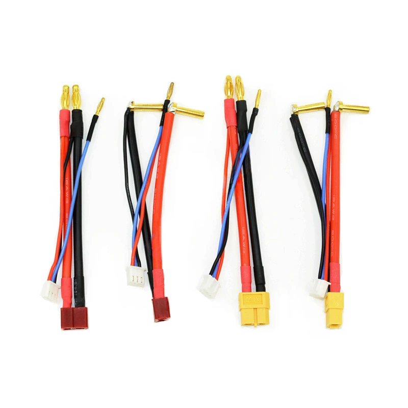 Lipo lithium Battery Charging Wire 2S 4MM/5MM 7.4v 7.6v Balance Head T/ XT60/EC5/XT90S/TRX For Car DIY Model Toys Silicone Cable