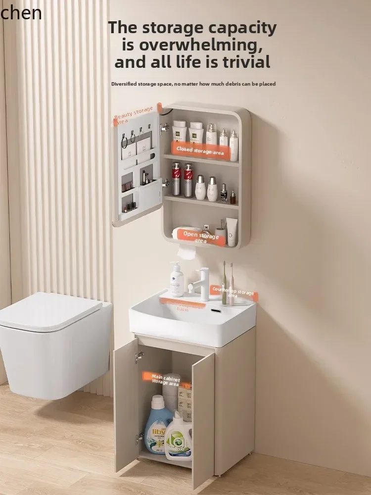HYS Small Apartment Waterproof Honeycomb Aluminum Floor-standing Bathroom  Combination Ceramic Integrated Deepened