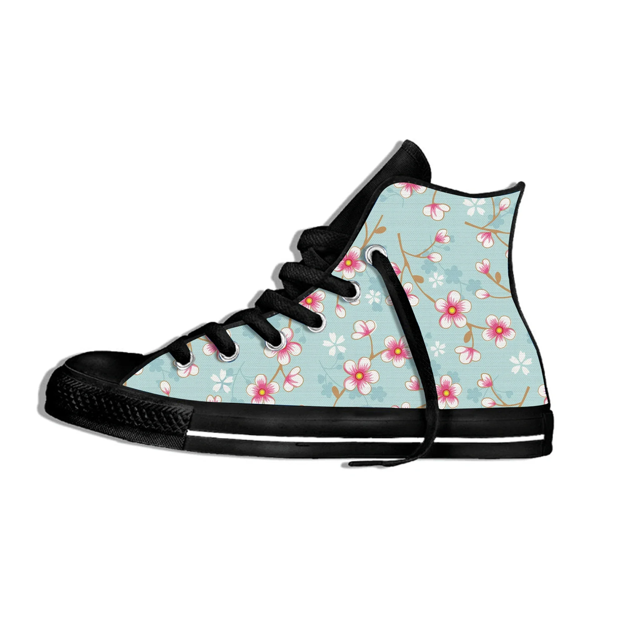 Heiße Kirschblüte Sakura Japan Kunst neu ankommen Mode leichte High-Top-Leinwand Schuhe Männer Frauen lässig atmungsaktive Turnschuhe