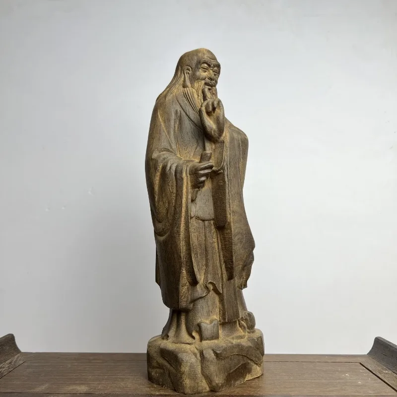 Hand-Carved Agarwood Lao Tzu Statue - 10.6
