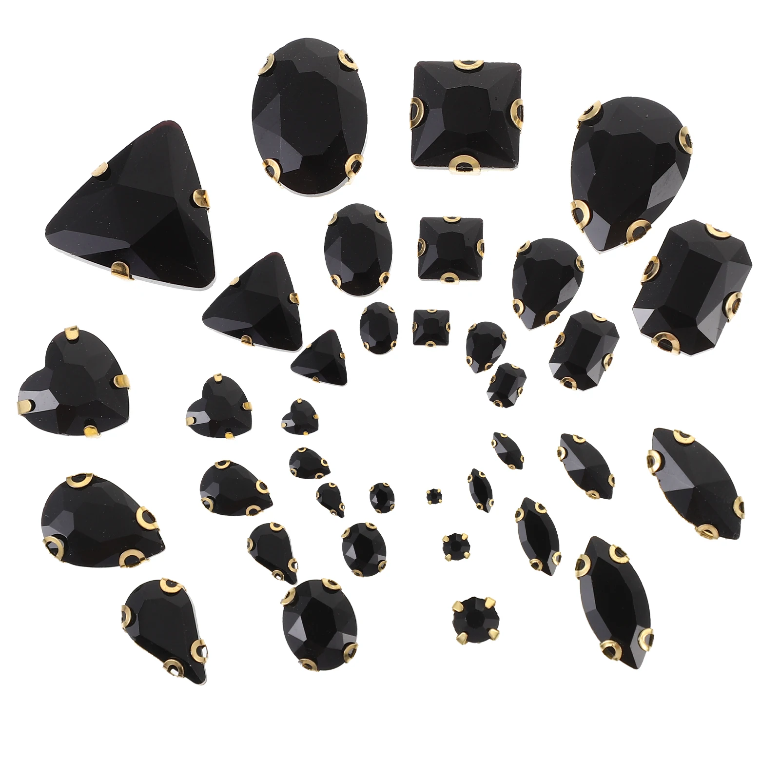 

130 Pcs Glass Claw Drill Clothes Rhinestones Sewing Mixed Shapes Materials for Jewelry Making Black Accessories