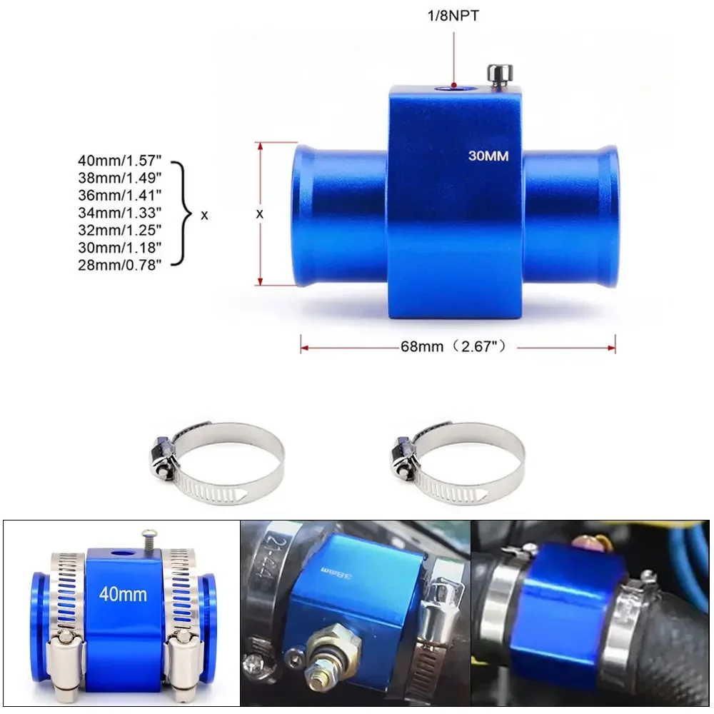 Universal 40mm To 26mm Water Temp Gauge Adapter Radiator Temperature Sensor Joint Pipe Hose Connector for Car Cooling System