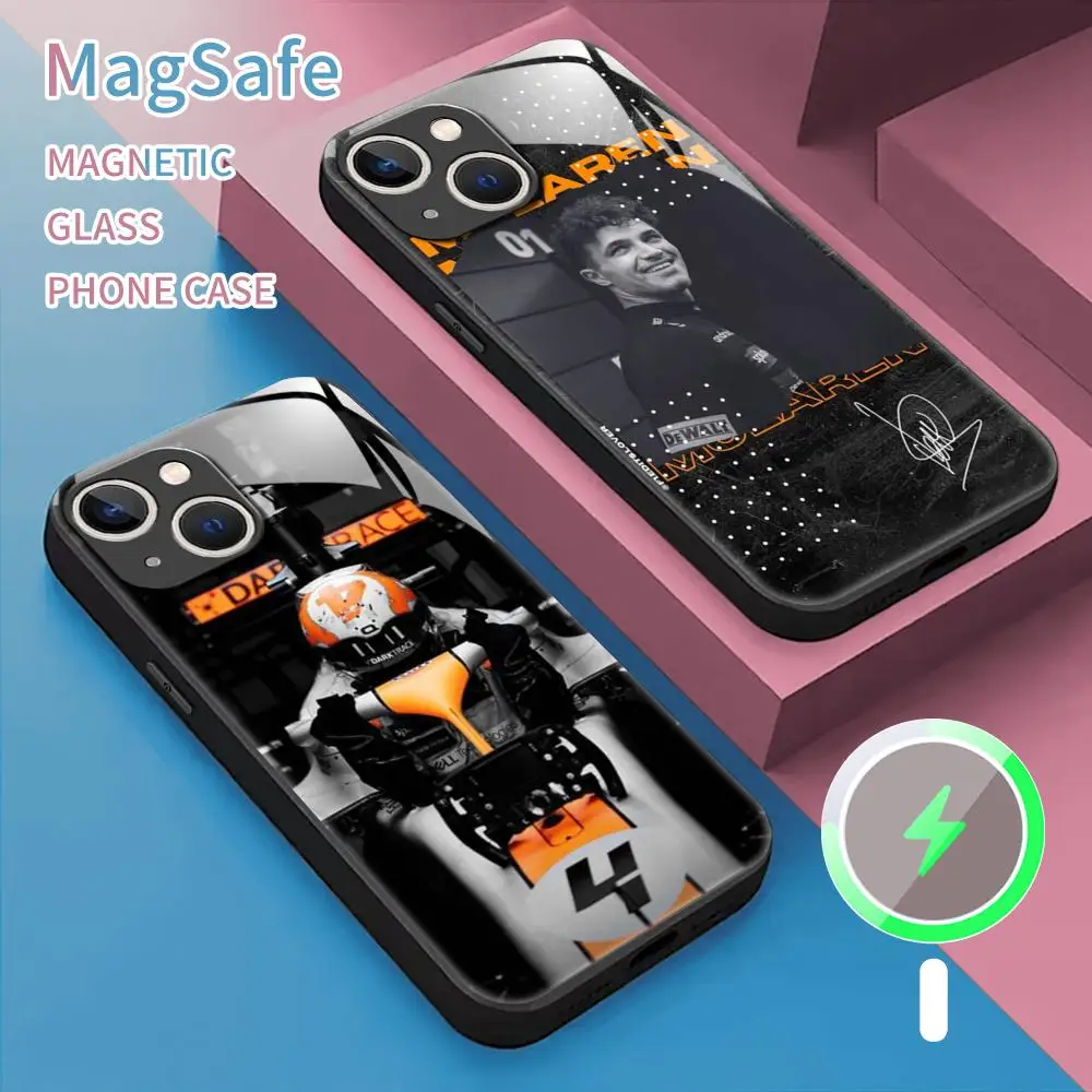 F-Formula 1 Lando Norris Phone Case For iPhone 15 14 13 12 11 X XR XS XSMAX 8 7 Plus Mini Pro Max Glass Magnetic Phone Case