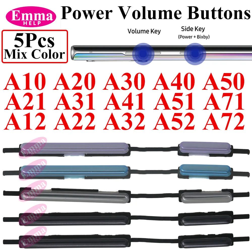 Side Volume Button + Power on / OFF Button Key Replacement Part for Samsung A21 A31 A41 A51 A71 A12 A32 A52 A72 A10 A20 A30 A50