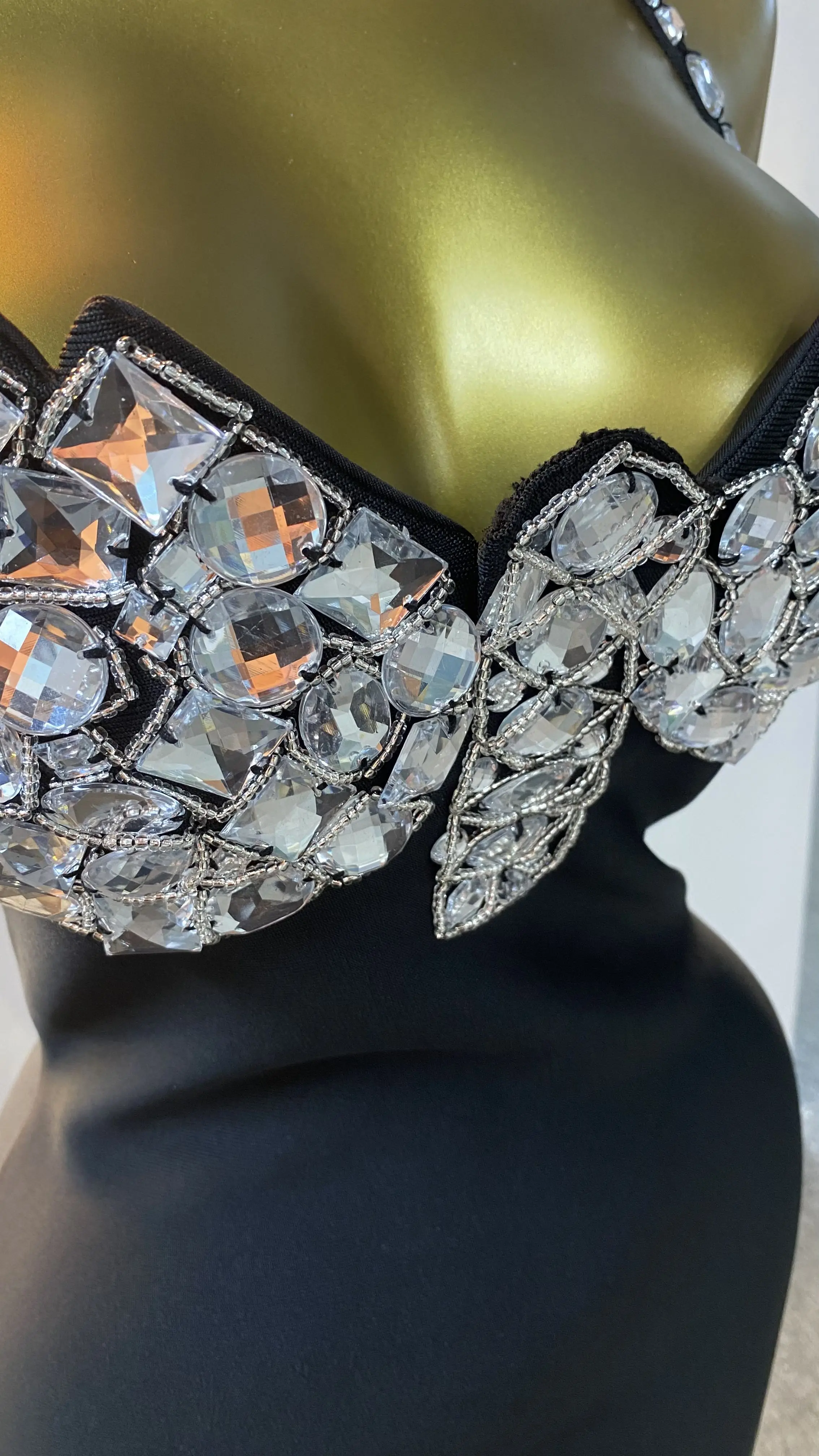 Abito da donna con colletto rialzato in due pezzi con collo alto e senza maniche, abito da sera moderato da donna, abito da ballo-GZXX078