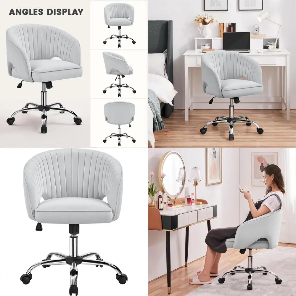 

Элегантное бархатное кресло для туалетного столика с обитой стеганой спинкой, регулируемое кресло для макияжа, подходит для гостиной и спальни