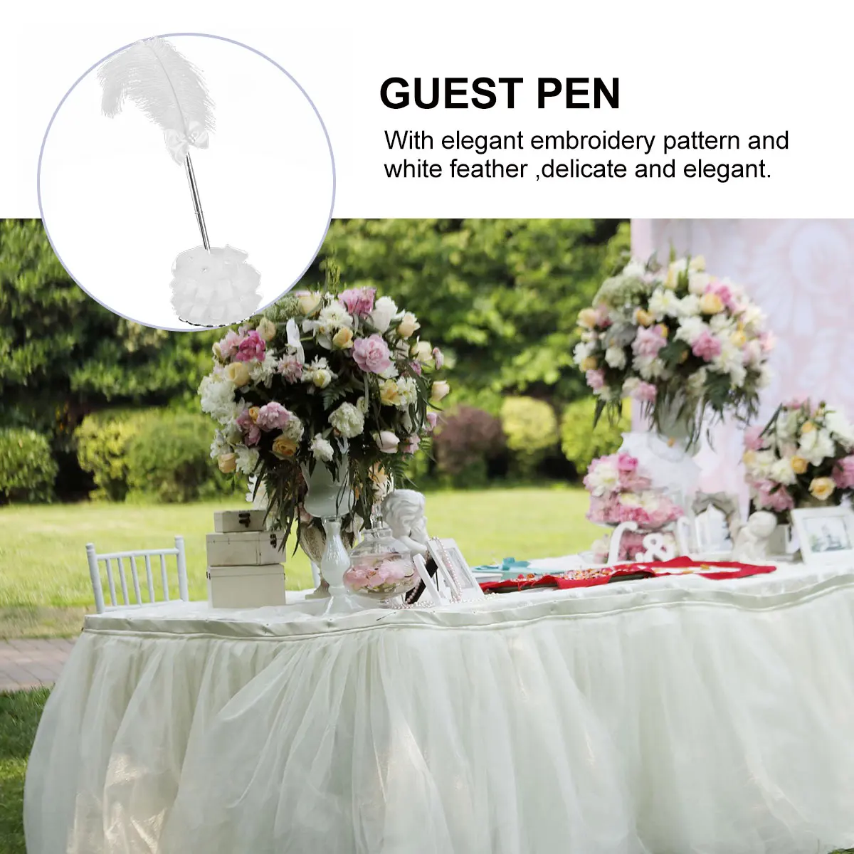 

Wedding Guest Signing Pen With Base Bridal Engagement Ceremony Elegant White Pen Guest Book Sign In