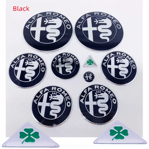 11개 74mm 50mm 56mm 60mm 스티어링 휠 스티커 자동차 후드 전면 엠블럼 알파 로메오 줄리아 스텔비오 미토 토날레 브레라 디스코용