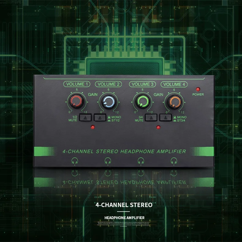 عشرة عناصر TLF Xtuga EH04 مضخم ضوت سماعات الرأس المدمج ذو 4 قنوات للمسرح والاستوديوهات