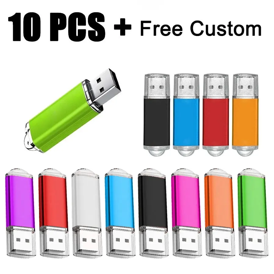 

10PCS/LOT Gift Custom Logo USB2.0 Pendrive 128GB 64GB 32GB 8GB USB Flash Drive 4GB 2GB Free laser logo 2.0 USB Flash Drive Stick