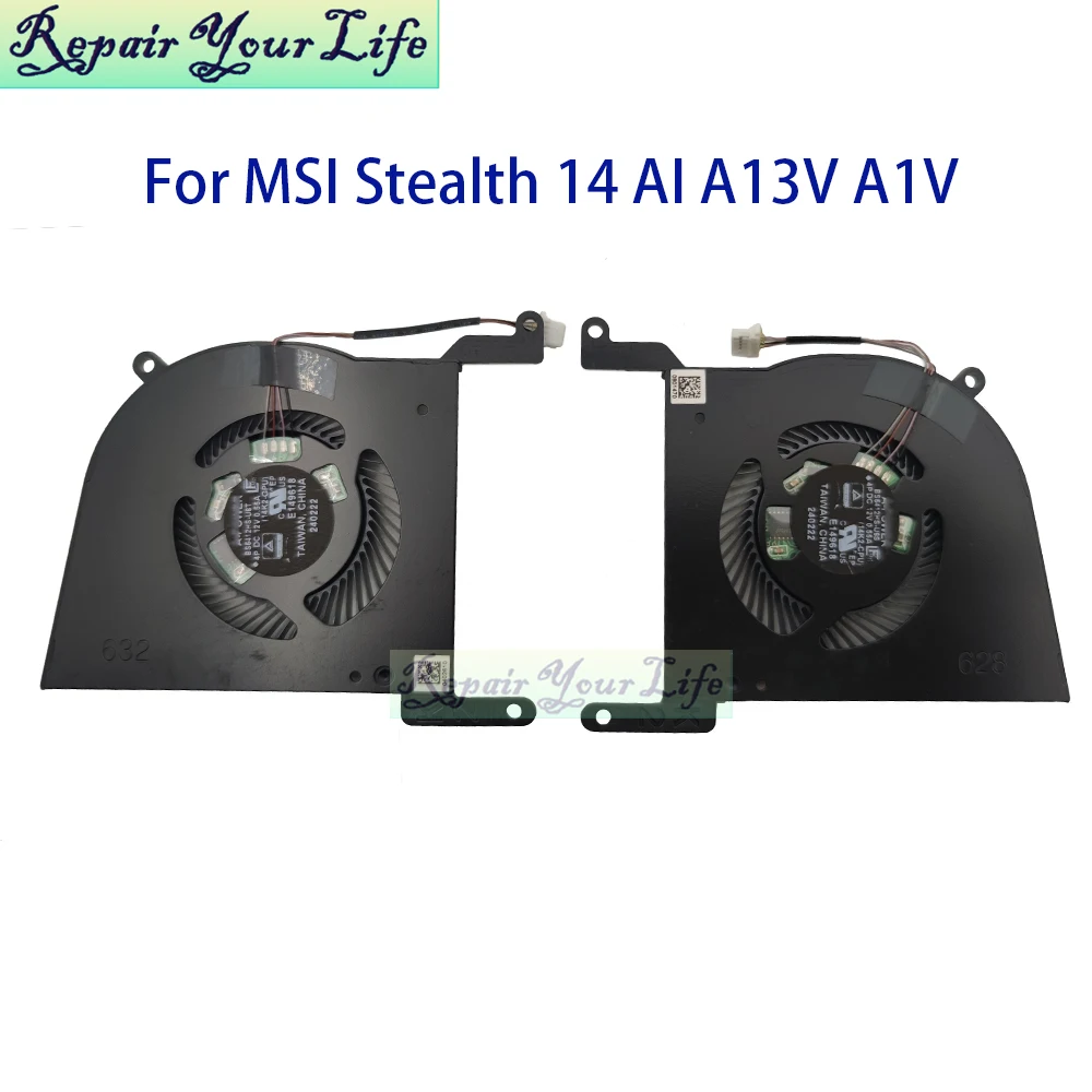 Ventilador de CPU y GPU para Laptop 14K2, Compatible con MSI Stealth 14 AI Studio A13V A13UDX A13VE A1V A1VFG BS6412HS-U6T BS5412HS-U6S, Ventiladores de Refrigeración