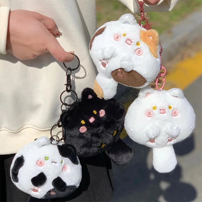 1 pz carino morbido farcito bambola portachiavi Kawaii peluche ciondolo Squeaking gatto portachiavi grasso corpo gatto ciondolo zaino Charms per le ragazze