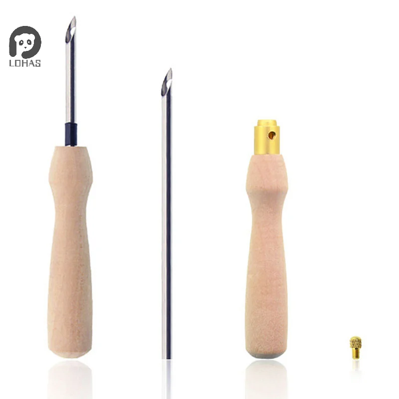 1pc Knitting Embroidery Pen Weaving Felting Craft Punch Needle Threader Wooden Handle DIY Tool Sewing Accessories