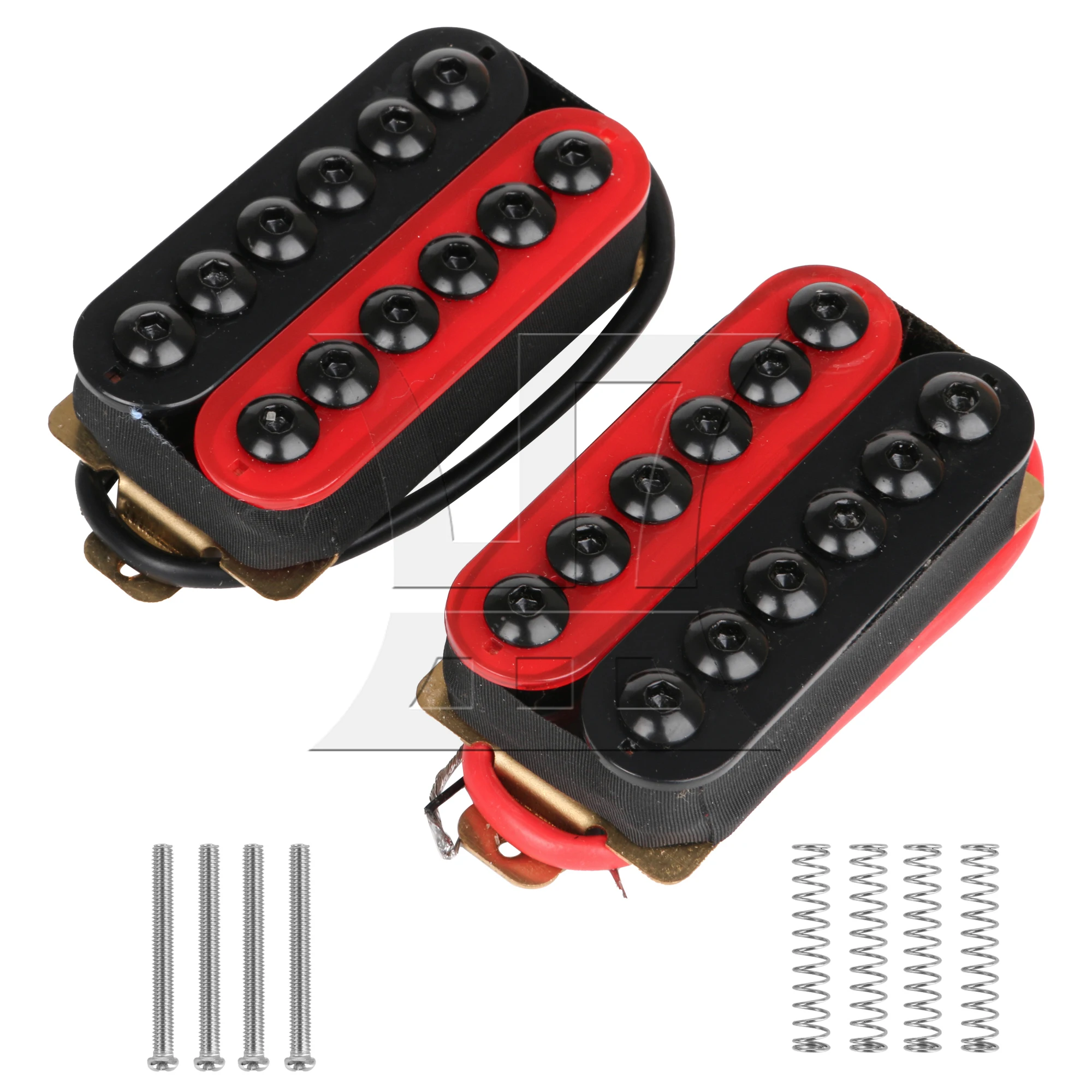 Yibuy Red and Black Double Coil Ceramic Magnets Electric Guitar Humbucker Bridge Neck Pickup Set