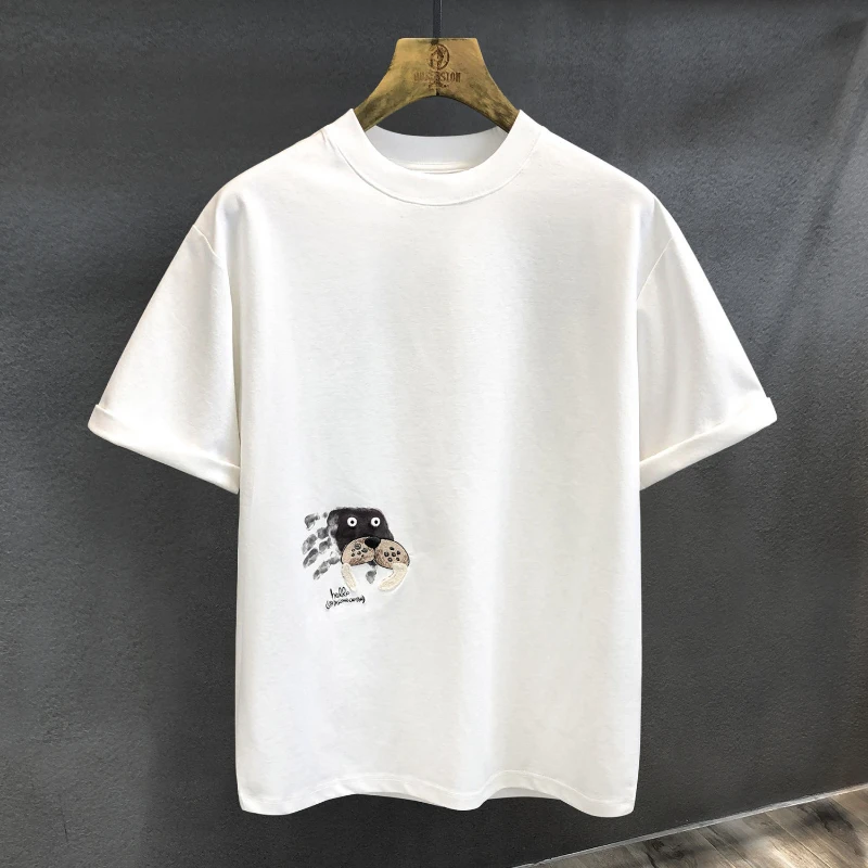 

2025 New High-end Design and Printed Trendy Brand Short-sleeved T-shirt for Men's Summer New Top American T-shirt