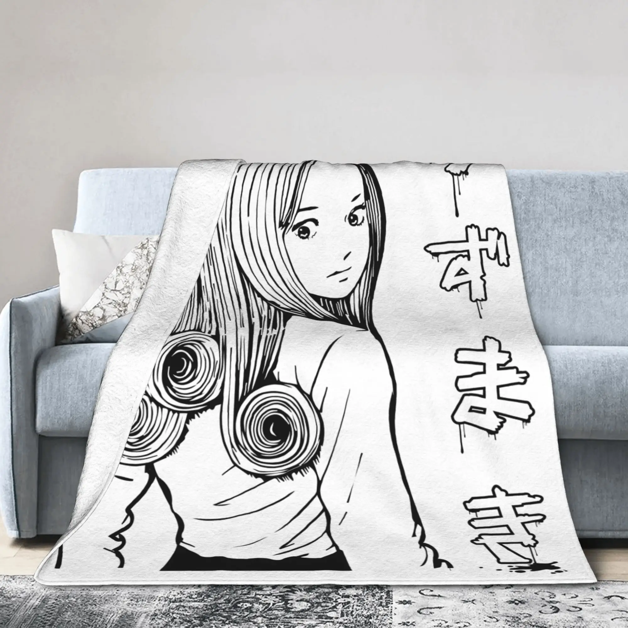 Tomie Junji Ito Uzumaki Blanket Kirie Goshima Japanese Horror Manga Flannel Funny Breathable Throw Blanket Bed Sofa Decoration