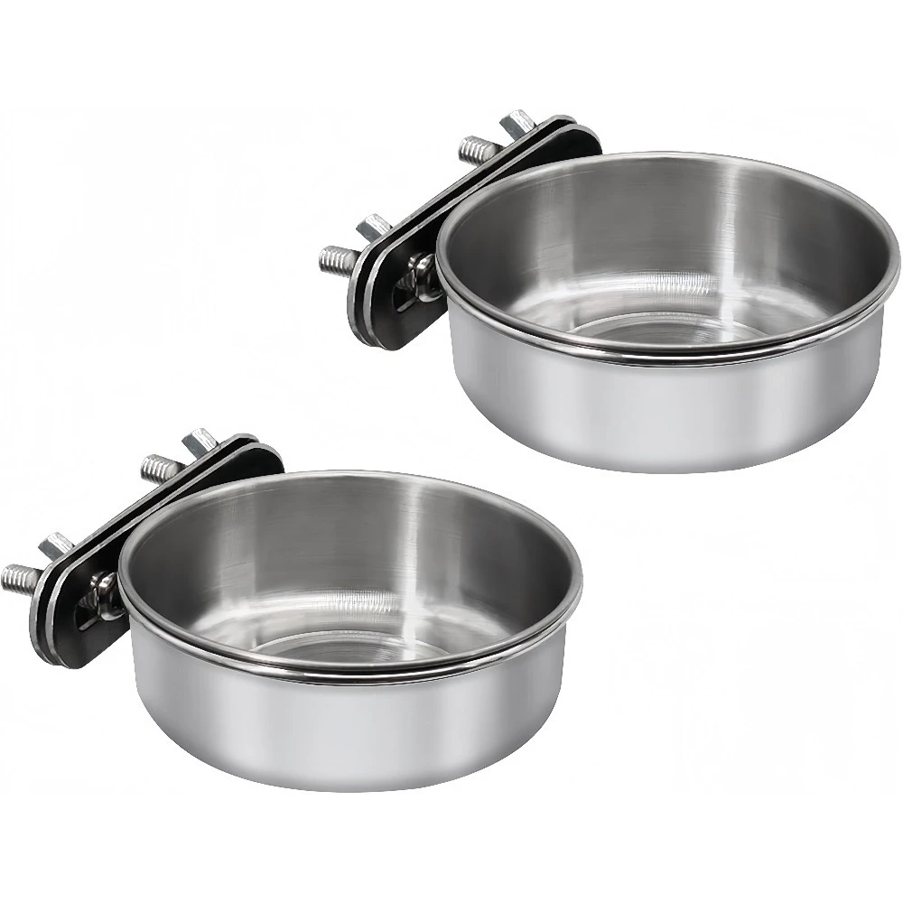 Stainless Steel Pet Feeder Water Bowl with Cage Clamp Mount Anti Spill Parrot Food Water Dish for Bird Rabbit Hamster Small Pets view 5