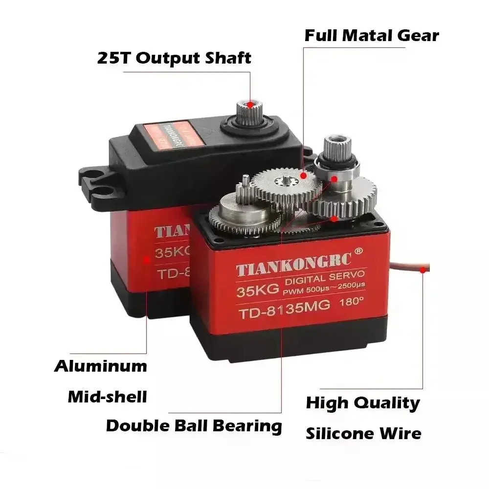 TD-8135MG 35KG High Torque Standard Digital Servo Motor 180/270° Angle Control 360° Rotation RC Car Crawler Airplane Robotic Arm