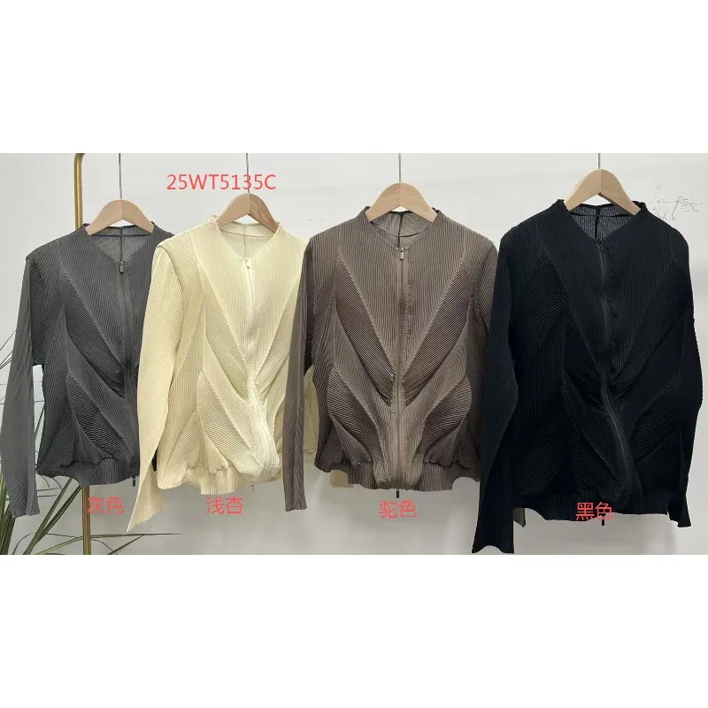 Miyake Rits Geplooide Top Dames 2026 Nieuwe Mode Sport Commuter Honderd Korte Jas Casual Kleding Rimpelvrije Kantoorkleding