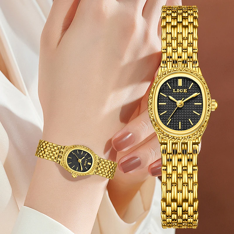 LIGE 2026 Women's Watch elegant stainless steel watch waterproof fashion Ladies clock quartz wristwatch Gift Watch for Women+BOX