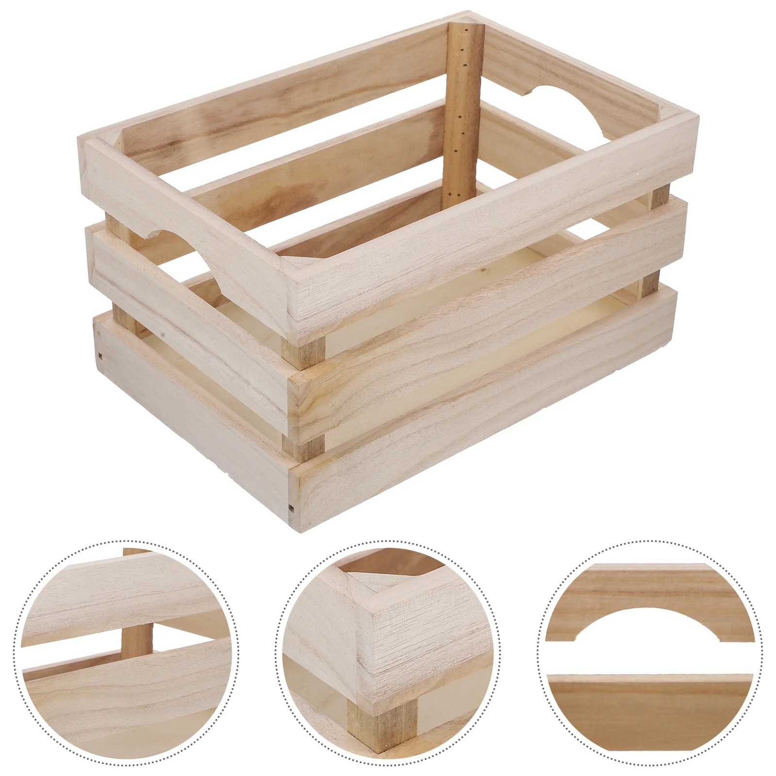 

Multifunction Solid Color Wooden Desktop Storage Box Organizer Hollow Design Large Capacity Stationery Container
