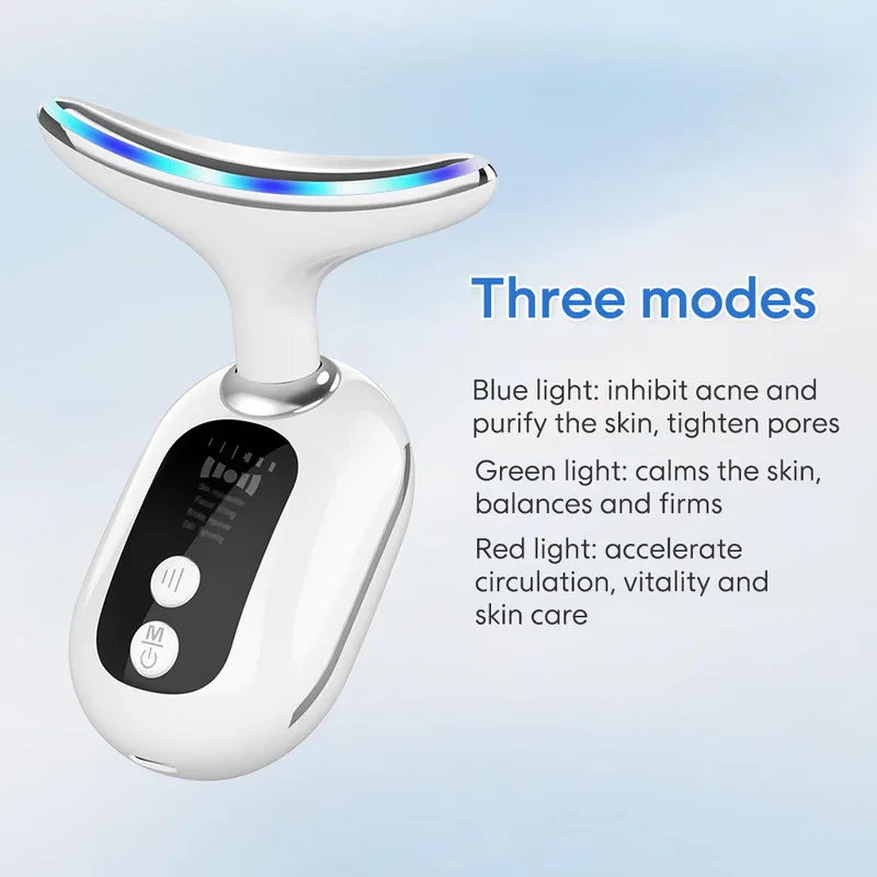 목 마사지기 주름 제거 EMS 마이크로 전류 컬러 페이스 리프팅 기계 스킨 케어 LED 광자 마사지 기계 미용 장치