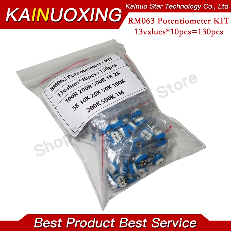 13values*10pcs=130pcs RM063 vertical Potentiometer adjustable resistor kit 100 ohm -1M ohm 100R 200R 1K 2K 5K 10K 20K 50K 100K