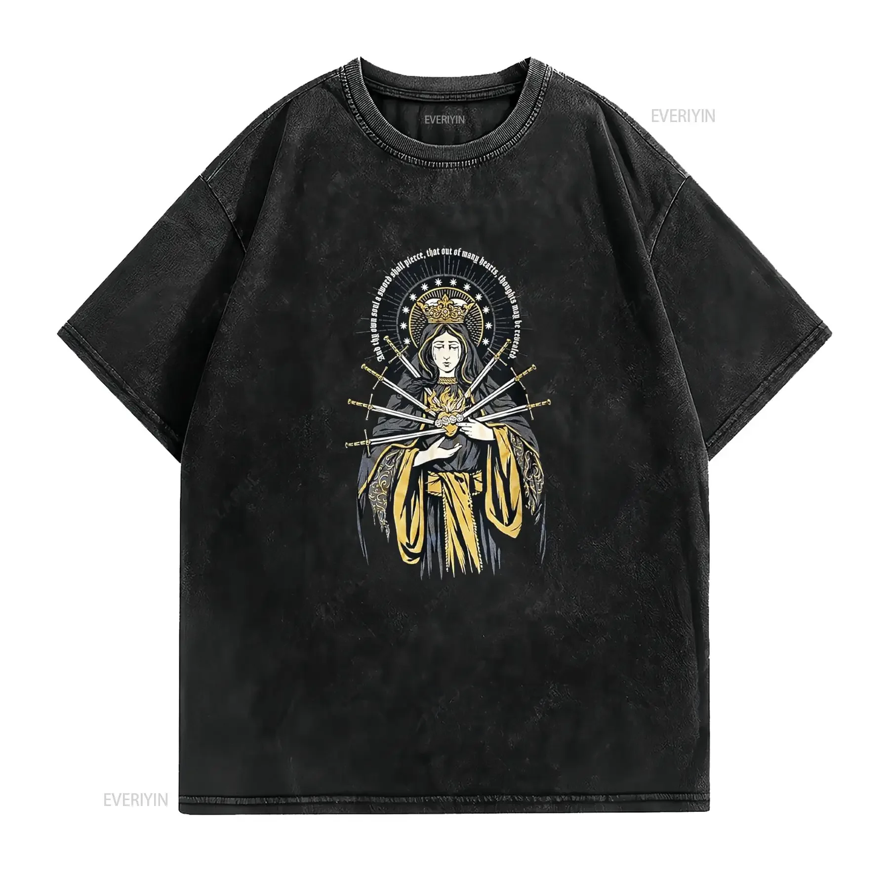 Our Lady of Sorrows Mater Dolorosa Mary Breviarium Catholic T Shirt vintage Washed Soft Versatile Slightly Casual Stylish