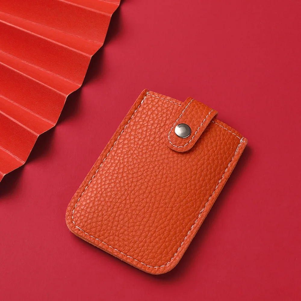 Laminated Concealed Pull-out Business Card Case 4 Card Pockets PU Leather RFID Blocking ID Card Holder Mini Wallets