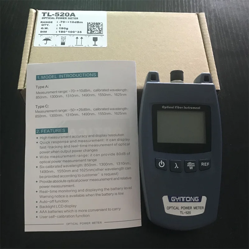 High-precision Mini Hand Held TL-520 Optical Power Meter TL520A Tester Optical Fiber Instrument -70~10dBm