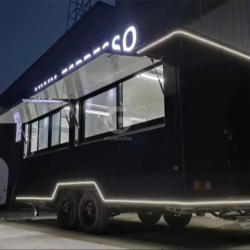 VIN DOT Certified Mobile Kitchen Food Trailer, Fully Equipped Snack Bar Fast‑Food Truck With Pizza Oven For Event Catering