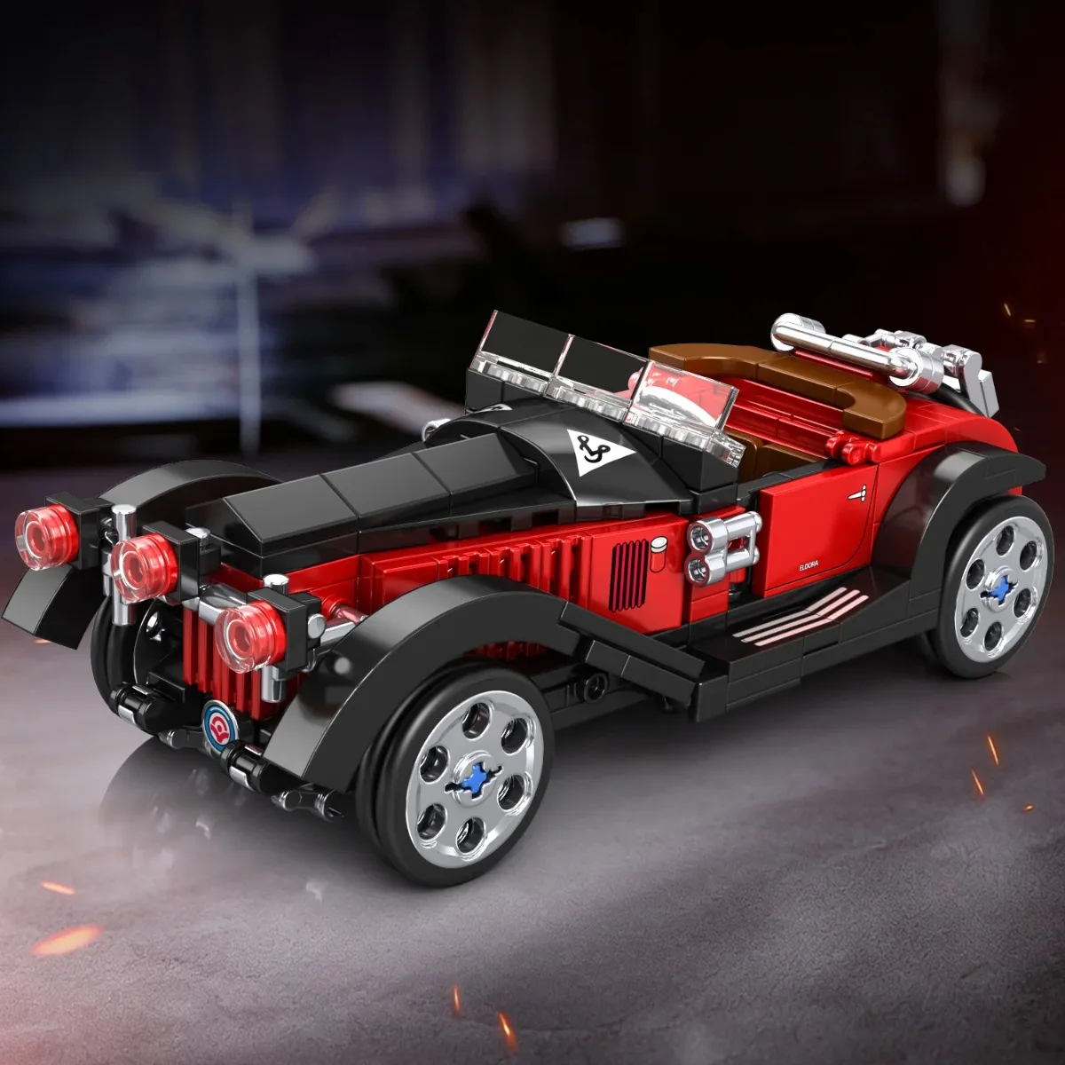 Vintage Classic Car Building Blocks Model, Retro Roadster Display Bricks Set, DIY Collectible Assembly Toy for Adults