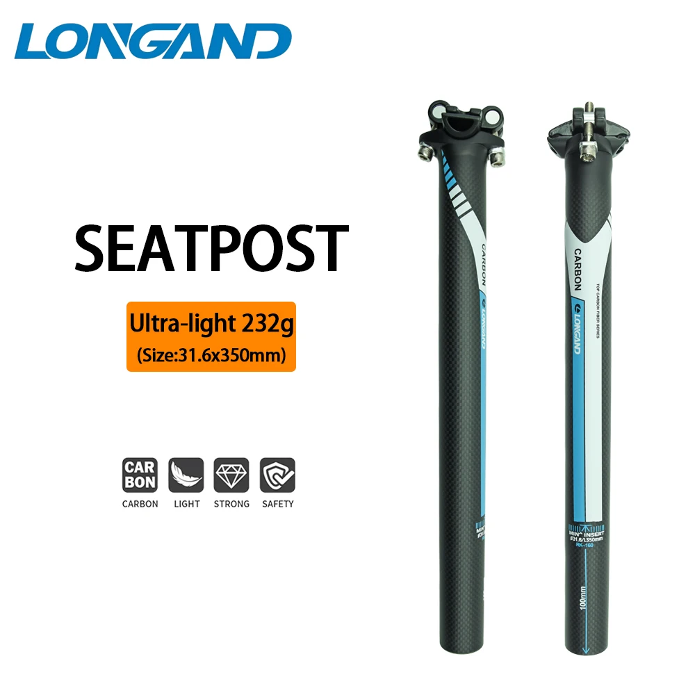 

Ultralight Carbon Fiber Seat Post 27.2/31.6mm 0mm Offset 350/400mm MTB Road Bicycle Seatpost Bike Parts