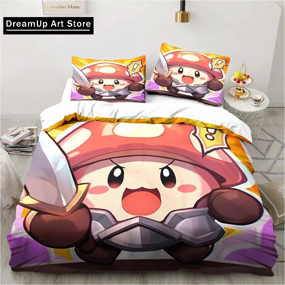 3D Print Anime Game Legend of Mushroom Bedding Set Cute Quilt Cover Bed Cover With Pillowcase Twin Single Queen King Size