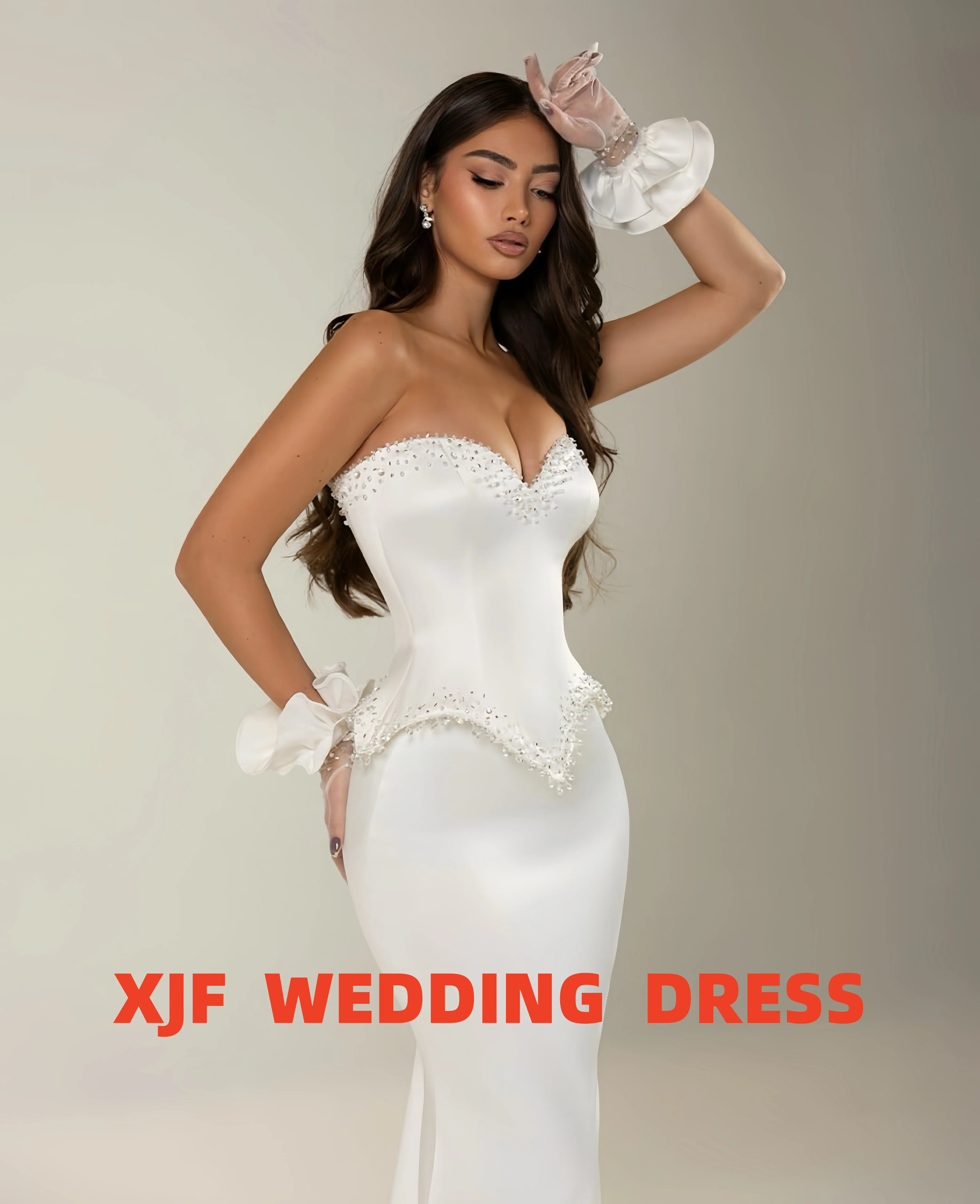 

Customized sexy satin wedding dress V-neck sleeveless mermaid Bridal Gowns Dresses vestidos de novia