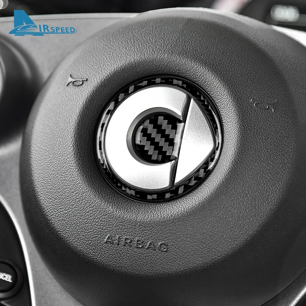 Real Soft Carbon Fiber Steering Wheel Trim Sticker For Mercedes Benz Smart 453 Fortwo/Forfour 2016 2017 2018 2019 2020 2021-2024