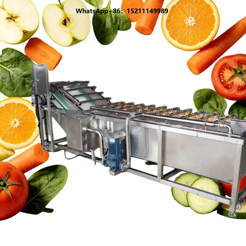 Continuous Conveyor Belt Bubble Washing Machine for Vegetable Fruit Processing Multifunctional Industrial Food Raw Washer