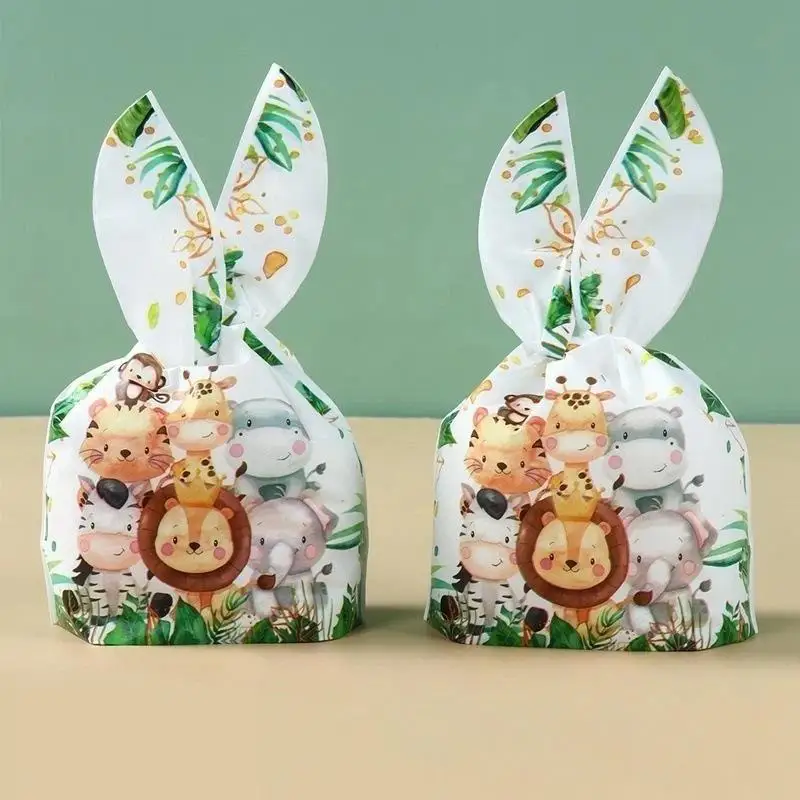 50Pcs Cute Bunny Ear Gift Bags Cute Printed Candy Treat Bags For Snack Packaging