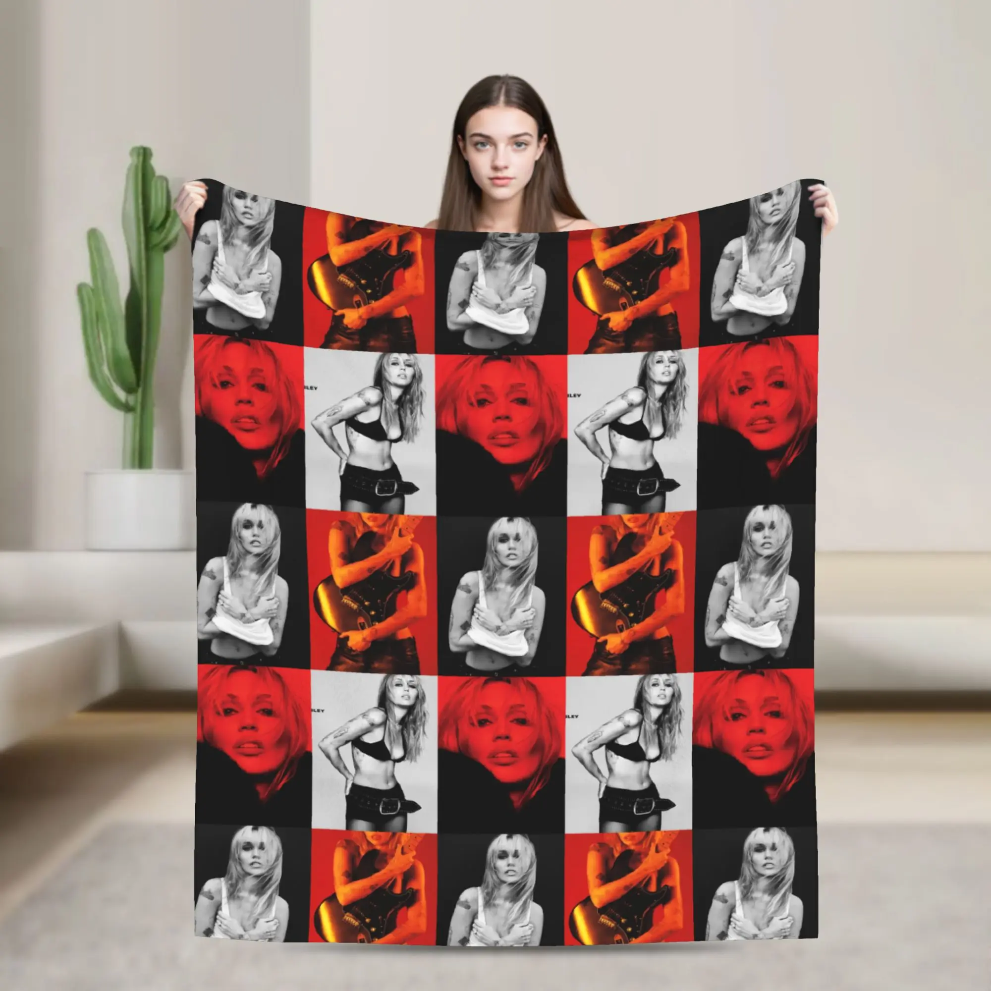 Mileys Cyruse Basse Persuades Album Knitted Blanket Velvet  Lightweight Thin Throw Blanket for Car Sofa Couch Bed Rug