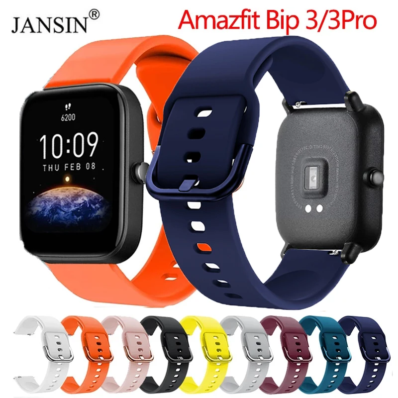 Silicone Strap For Amazfit GTS 4/Bip 3 Pro/Bip U/S /Lite /GTS 2 3 4mini Replacement Bracelet Sport 20mm Watchband Color Buckle