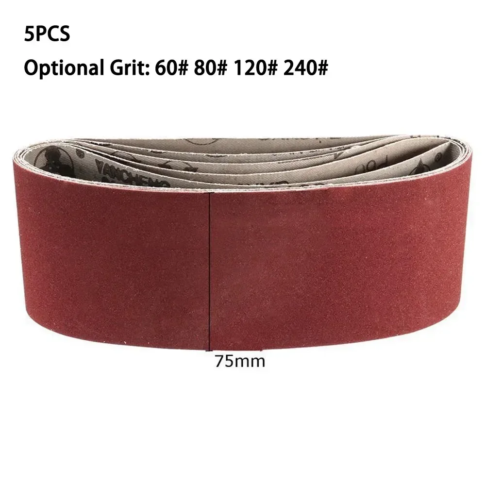 5PCS Sanding Belts Aluminium Oxide Woodworking Sandpaper 60-240grit Abrasive Sander Belt Sanding Disc Sand Paper 75x457mm