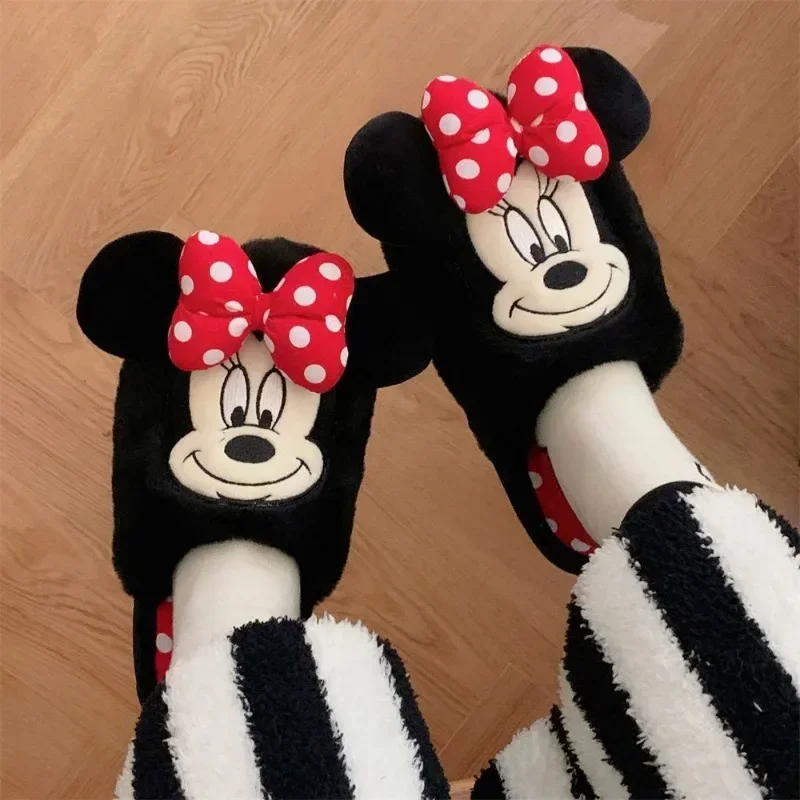 Disney Mickey Mouse Minnie Mouse urocza kreatywna kreskówka męska i żeńska para kryty lekkie antypoślizgowe miękkie bawełniane kapcie