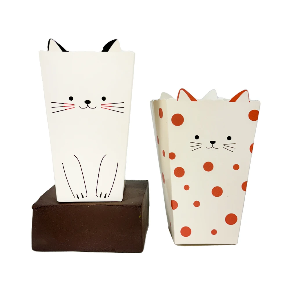8/16/24/40 Stück Niedliche Katzen-Popcorn-Box Lebensmittelverpackungsbox Katzen-Geburtstagsparty Babyparty-Dekorationszubehör – Detail 3