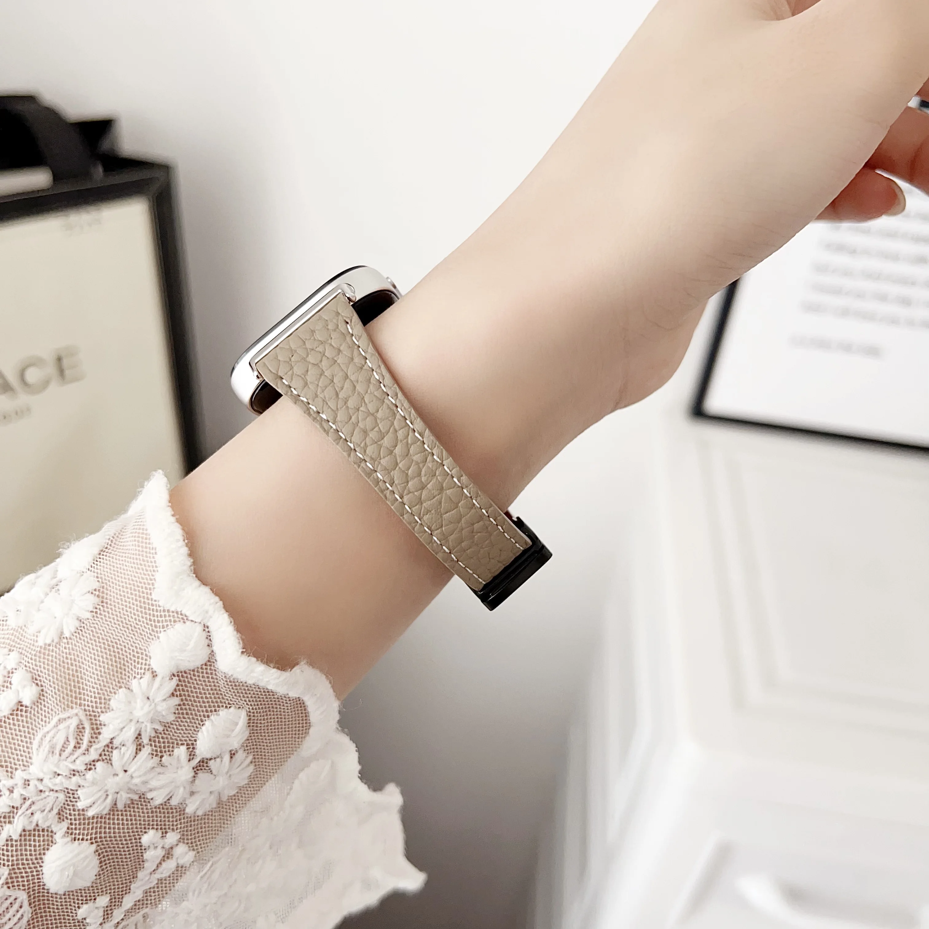 Magnetyczna klamra ssąca z Lychee life skór do zegarka Huawei FIT3 Smartwatch pasek dla mężczyzn dziewczynka dla huawei fit3