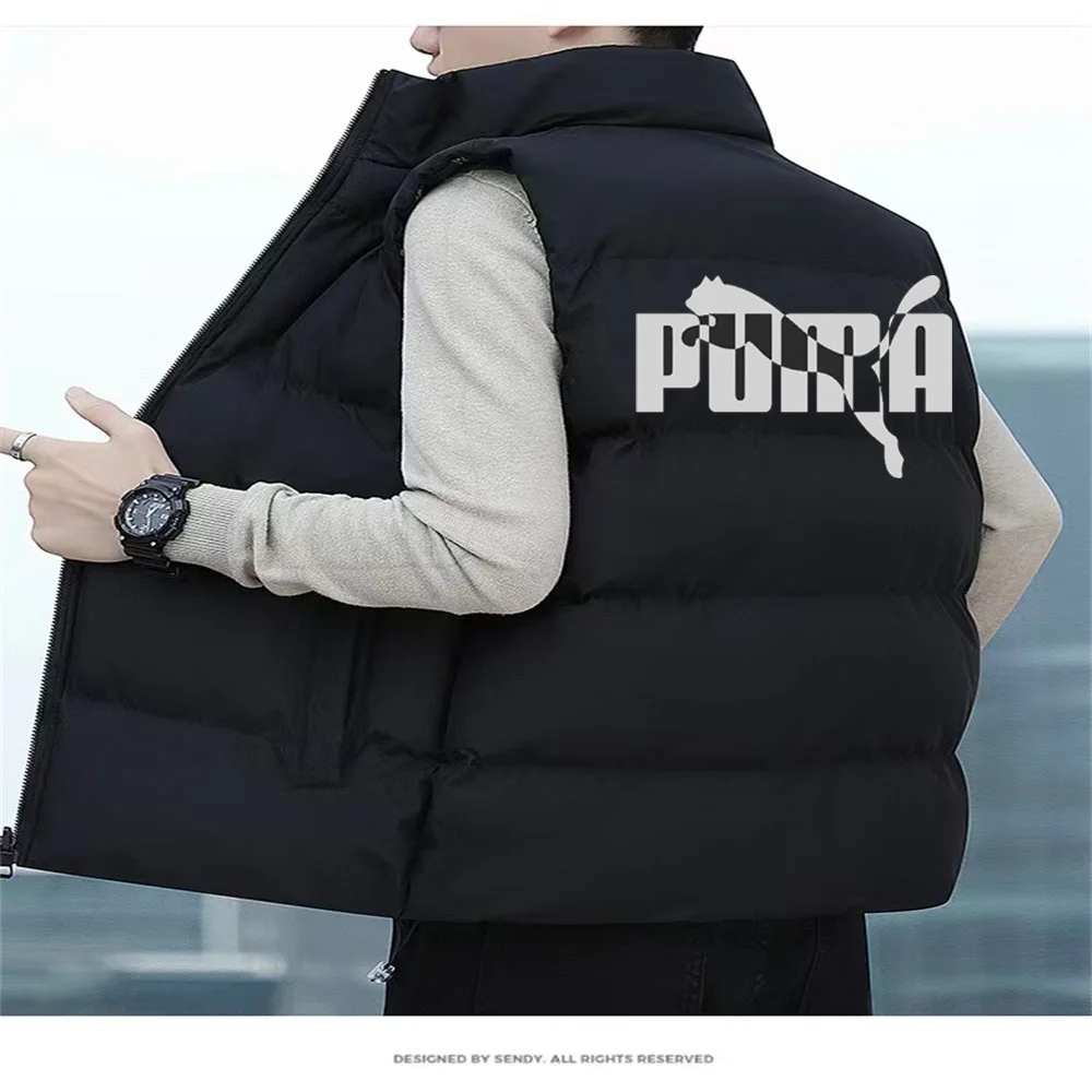 Men's down cotton vest coat warm sleeveless jacket winter zipper coat autumn stand collar casual vest clothing double-sided wear