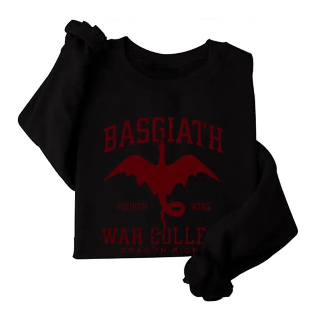 Vintage Fourth Wing Hoodie Sweatshirt Women Graphic Basgiath War College Hooded Sweatshirt K Pop Clothes Hoodies Women