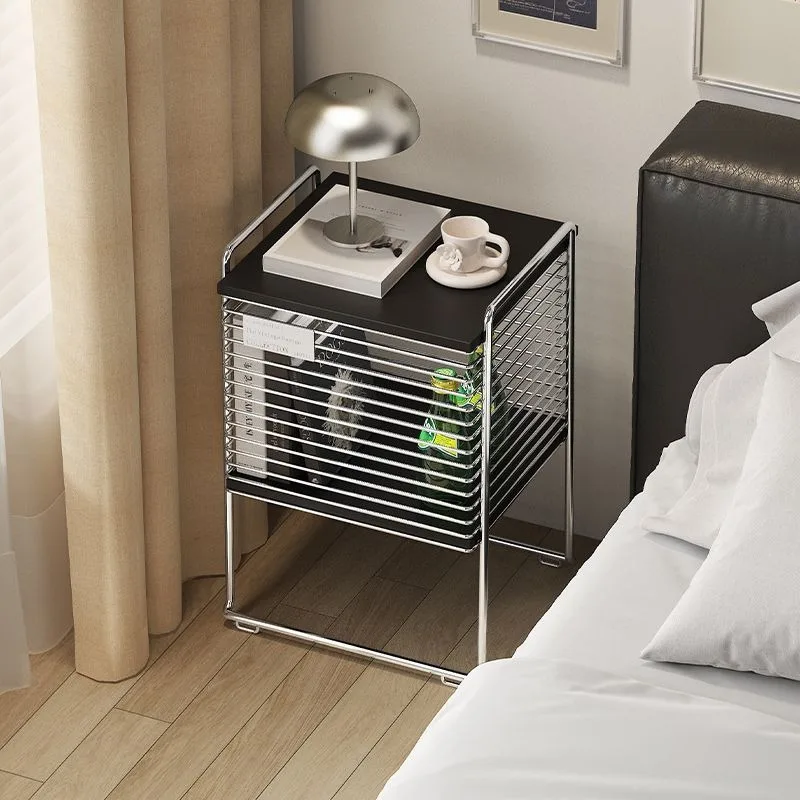 Bedside table, new model for household bedroom, large-capacity floor-to-ceiling desk lamp, mobile phone book , sorting shelf