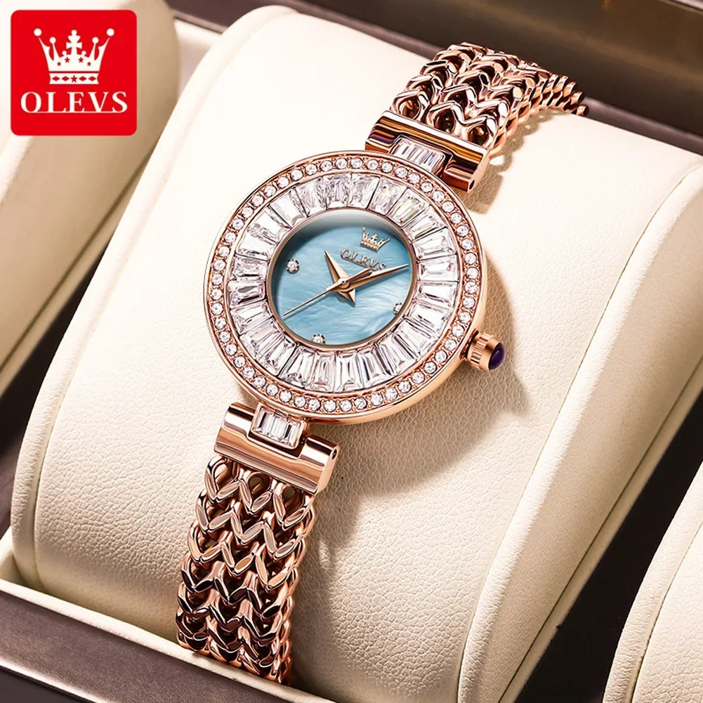 OLEVS 2PCS Set Watches for Women Ladies Original Quartz Watches Luxury Golden Stainless Steel Women’s Watches Fashion Wristwatch