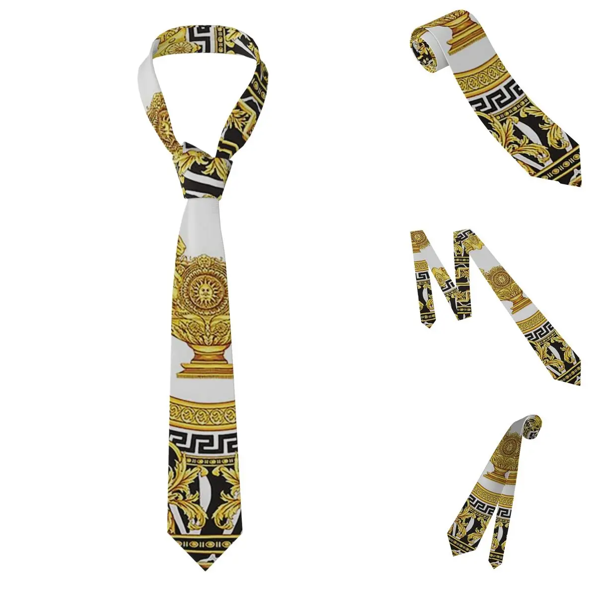 Decorative Golden Medallion Baroque Necktie for Men Silk Polyester 8 cm Neck Ties Party Suits Tie Casual Gravatas