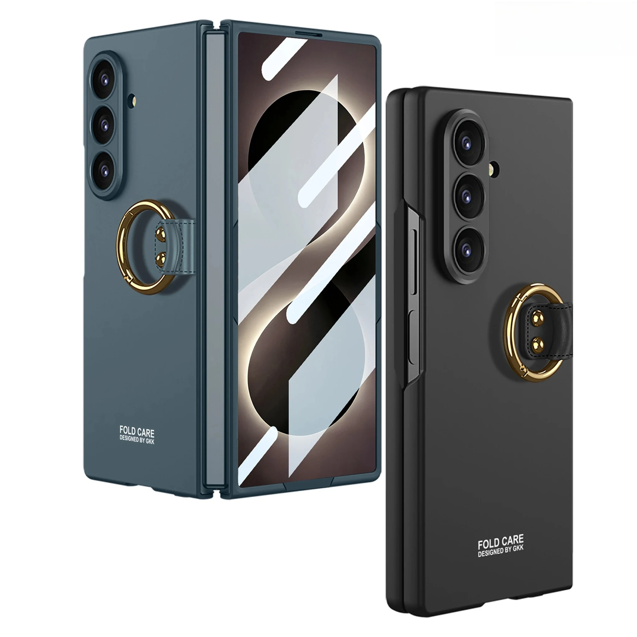 High-end Business Built-in Front Screen Protector for Samsung Galaxy Z Fold 8 Ultra Hinge Protective Case with Ring Central Axle